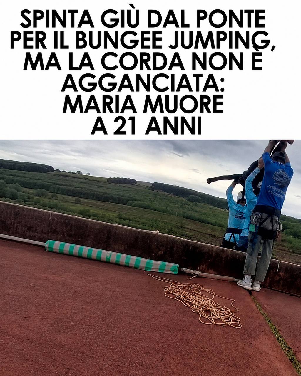 Tragedia durante il bungee jumping: 21enne muore dopo un errore fatale, arrestati sei operatori ⬇️