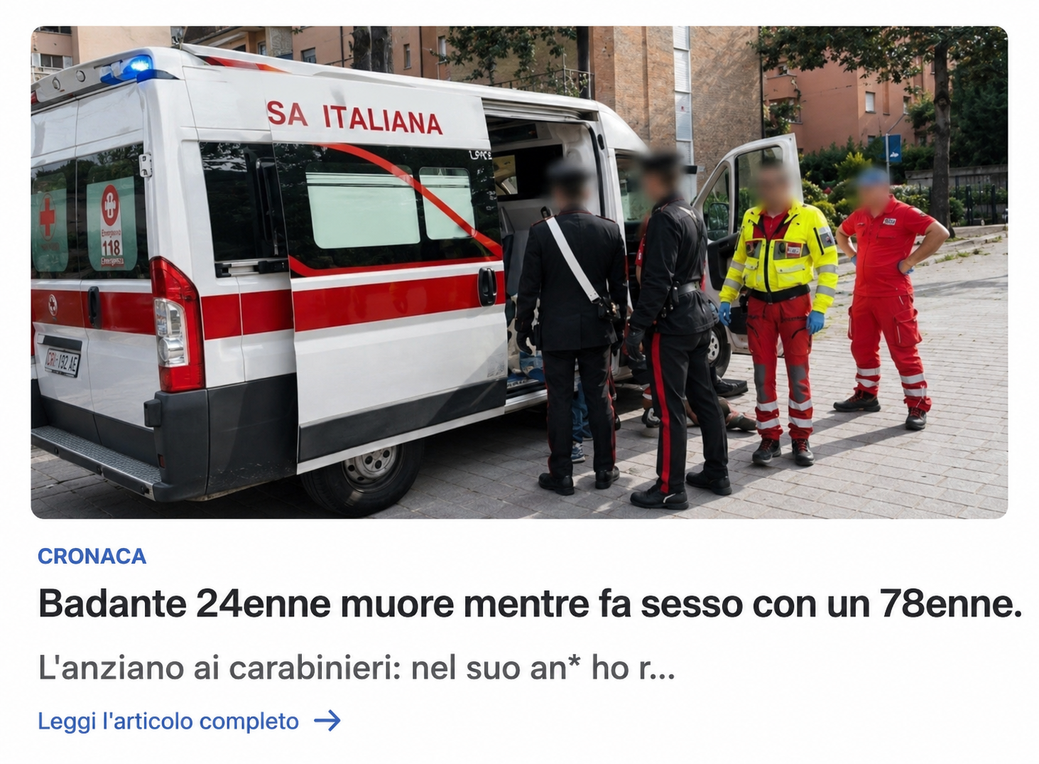 Badante 24enne perde la vita mentre fa l’amore con 78enne (1 / 2)