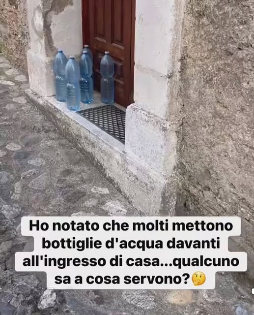 🚪💧 Perché alcune persone mettono bottiglie d’acqua davanti alla porta di casa? Il motivo ti sorprenderà! La ragione di ciò è spiegata nei commenti.