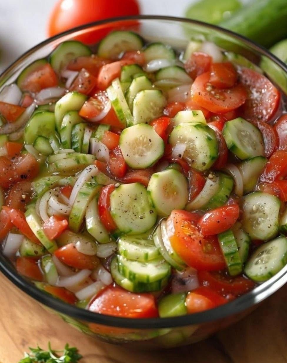 Cetrioli, cipolle e pomodori marinati