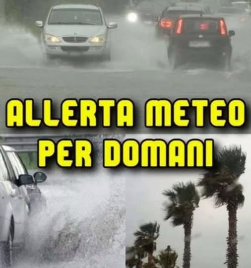 ‼️ULTIM’ORA: la Protezione Civile ha diffuso l’allerta meteo per domani. Ecco dove ⚠️⬇️