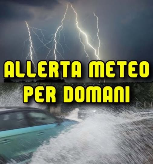 ‼️ULTIM’ORA: la Protezione Civile ha diffuso l’allerta meteo per domani. Ecco dove ⚠️⬇️