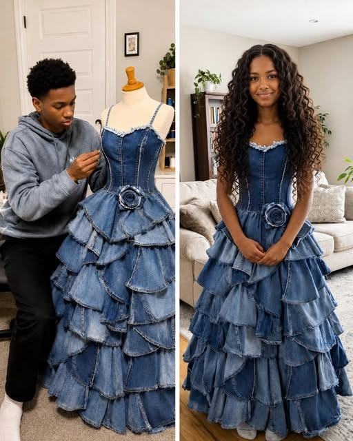 La mia matrigna si è rifiutata di darmi i soldi per un vestito da ballo – Mio fratello ne ha cucito uno con i jeans della nostra defunta mamma.