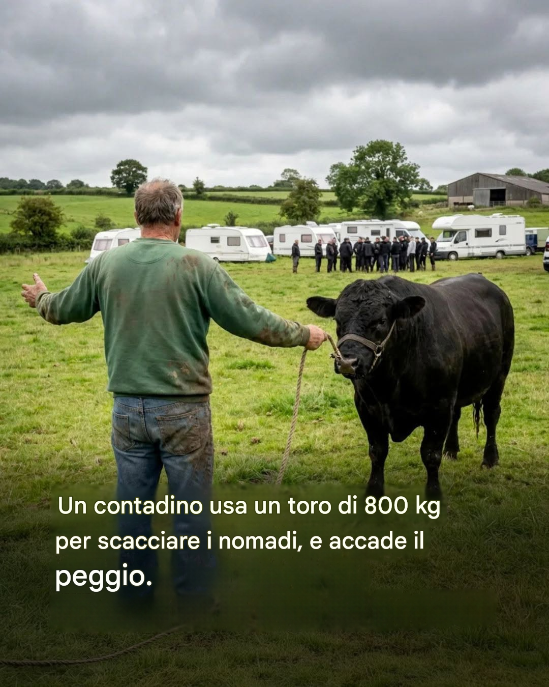 I viaggiatori si rifiutarono di andarsene, così un contadino usò un toro per scacciarli.