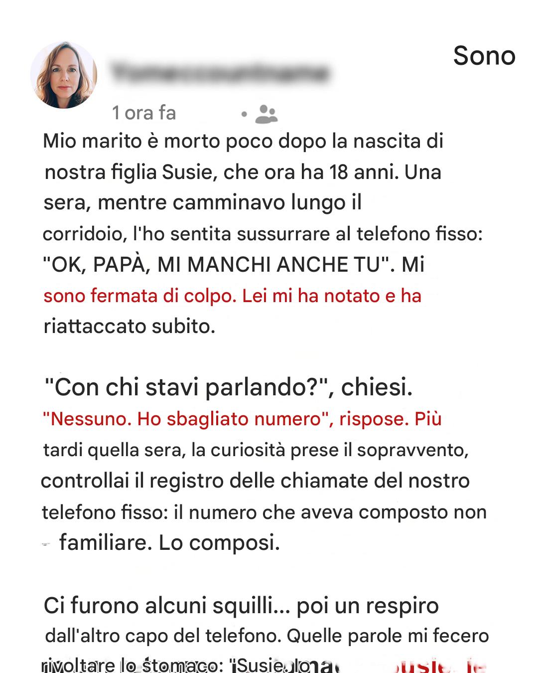 Ho sentito mia figlia sussurrare “Mi manchi, papà” al telefono – ho seppellito suo padre 18 anni fa
