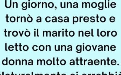 Un giorno una moglie torna a casa e trova il marito con una giovane donna molto attraente (1 / 2)