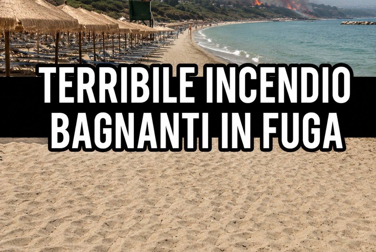 Spaventoso incendio sulla spiaggia italiana