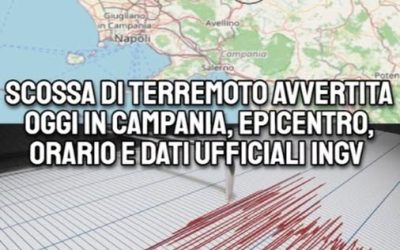 Scossa di terremoto avvertita oggi in Campania, epicentro, orario e dati ufficiali Ingv