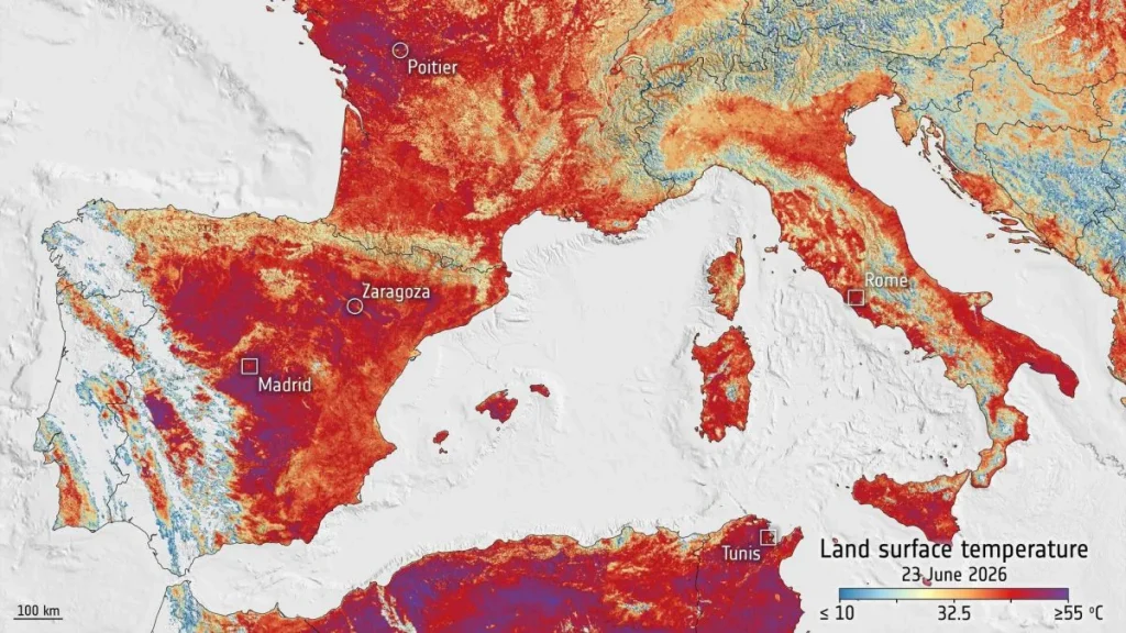 In Europa temperature al suolo di oltre 55 °C. ESA: “A Roma registrati 44 °C”. La mappa dei luoghi più caldi